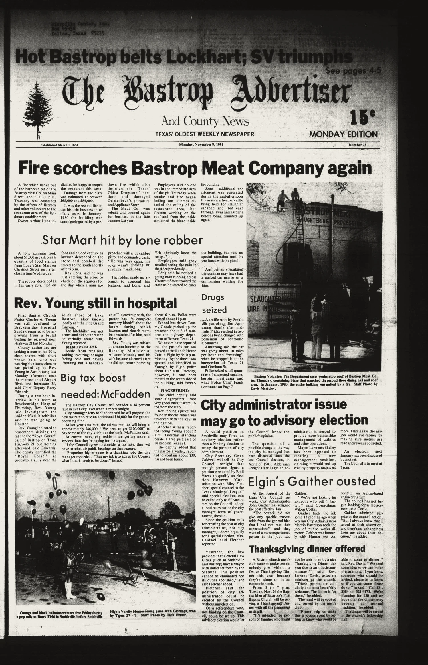 The Bastrop Advertiser and County News (Bastrop, Tex.), No. 73, Ed. 1 Monday, November 9, 1981